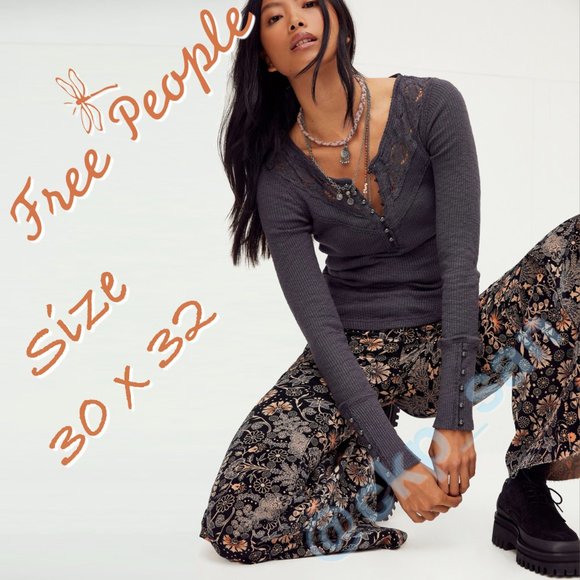 Free People Just Float On Printed Corduroy Flare Sz 30